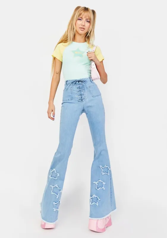 Stars Of Bliss Flare Jeans sold by Dolls Kill