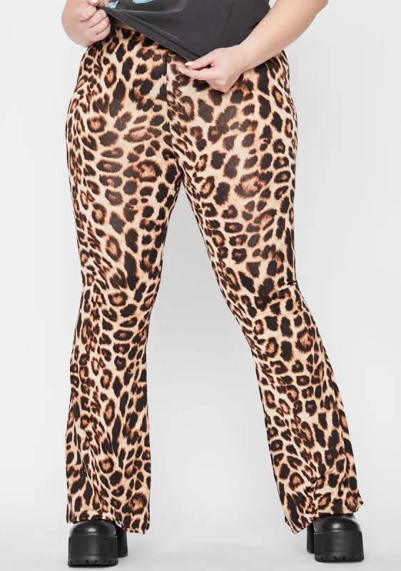 Feisty Beast Of Burden Leopard Flares sold by Dolls Kill