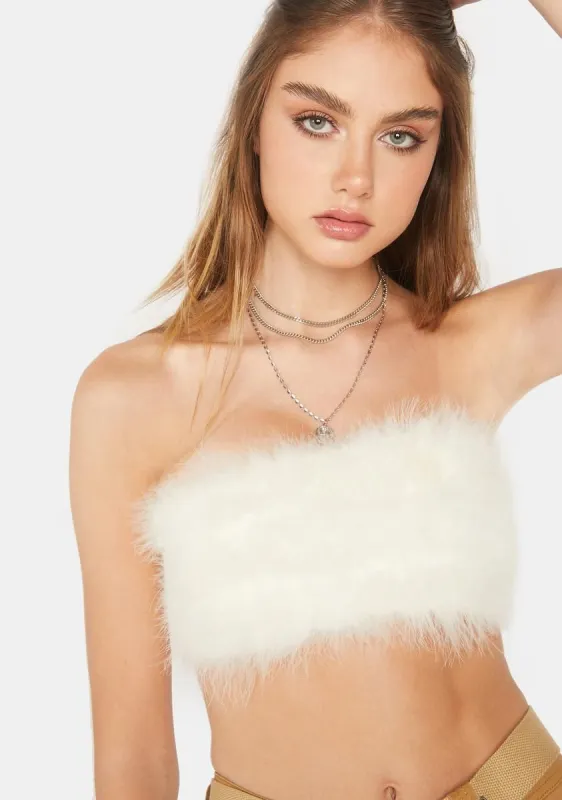 Cream Trista Faux Fur Top sold by Dolls Kill