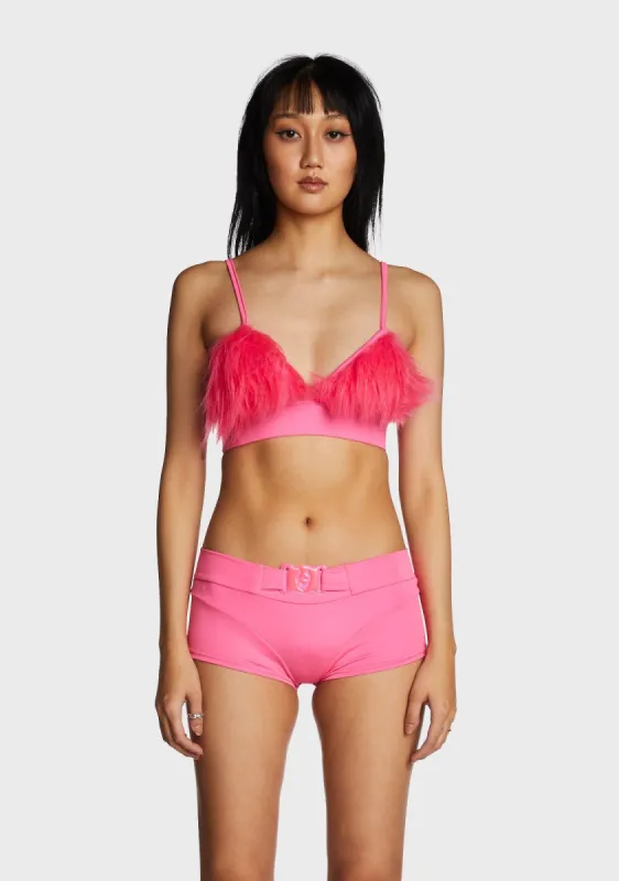 Fur Bralette - Pink sold by Dolls Kill