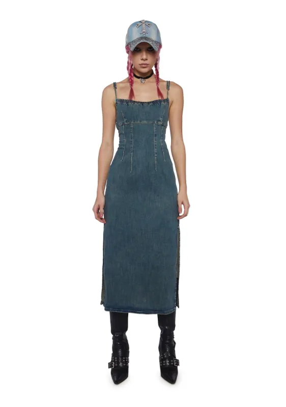 Reyne Denim Midi Dress sold by Dolls Kill