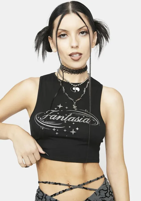 Fantasia Gimon Graphic Crop Tank made by Dolls Kill
