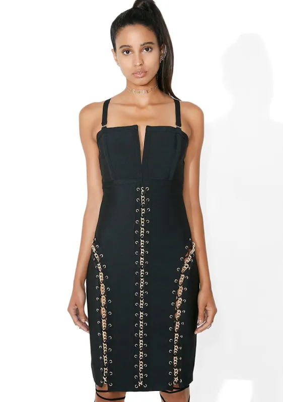 Prime Time Lace-Up Bodycon Dress sold by Dolls Kill