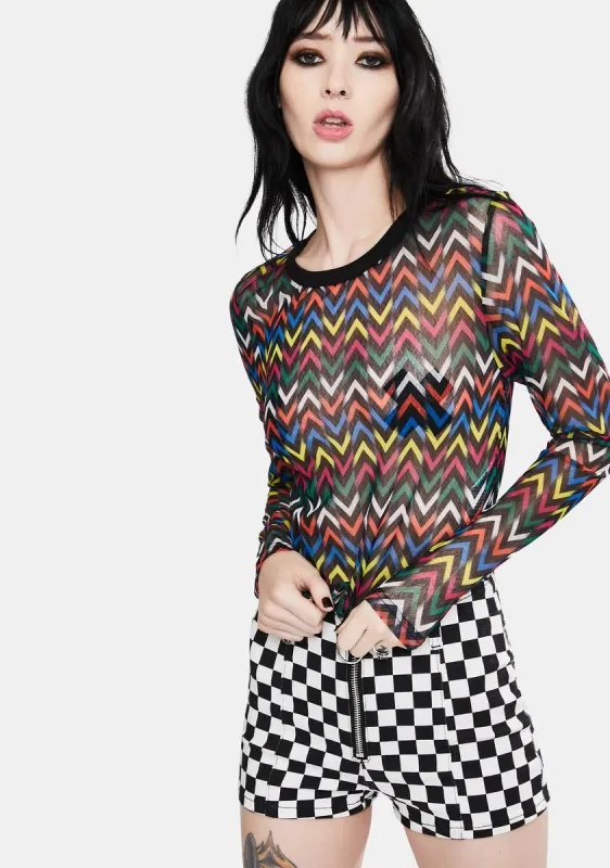 Mix Tape Chevron Mesh Top sold by Dolls Kill