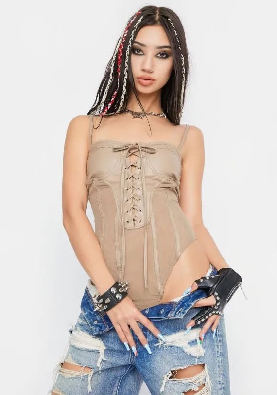 True Remix Lace-Up Bodysuit sold by Dolls Kill