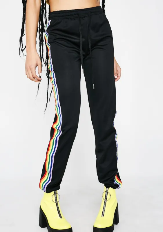 Walkin' On A Rainbow Track Pants made by Dolls Kill
