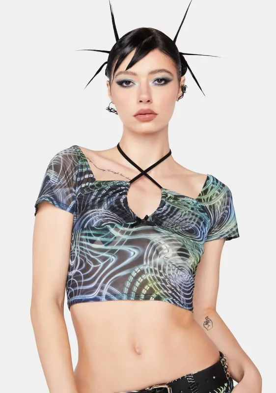 Pulse Effect Mesh Crop Top sold by Dolls Kill