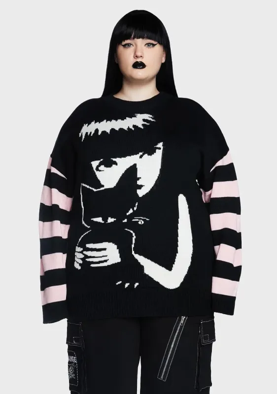 Plus Brooding Besties Knit Sweater sold by Dolls Kill