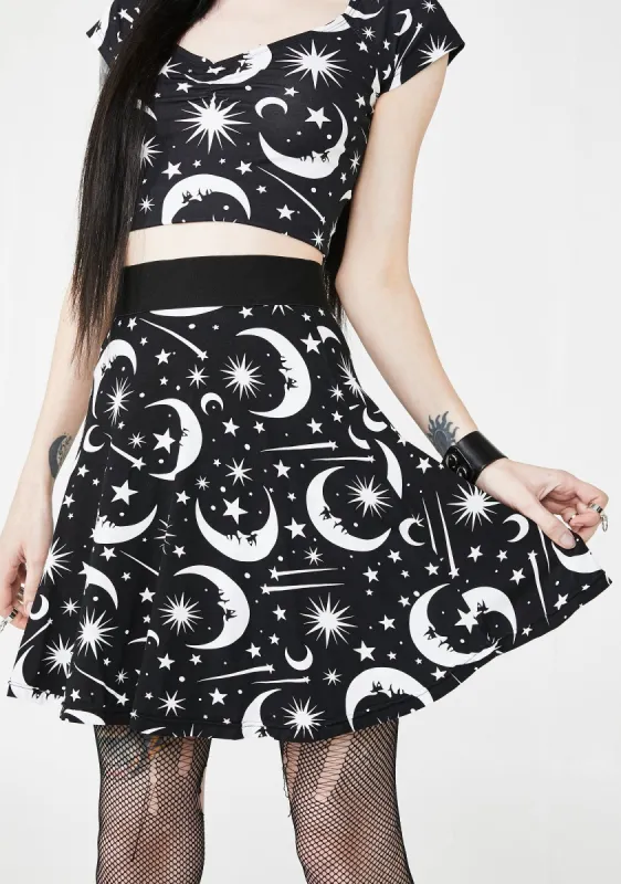 Under The Stars Skater Skirt sold by Dolls Kill