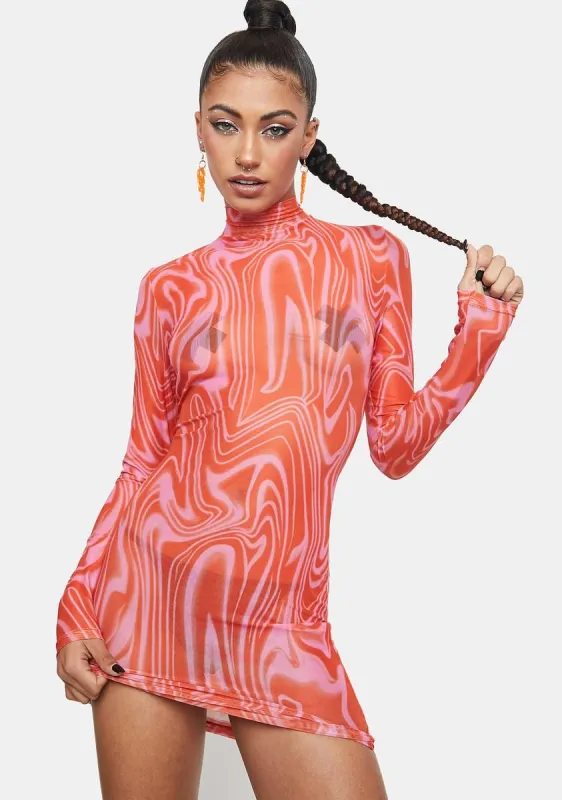 Psychedelic Night Heat Mesh Dress sold by Dolls Kill