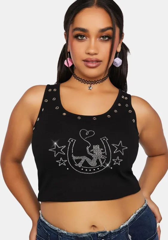 Plus Texas Fold'em Rhinestone Crop Tank sold by Dolls Kill