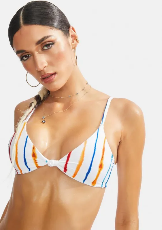 Watercolor Multi Stripe Zen Bikini Top sold by Dolls Kill