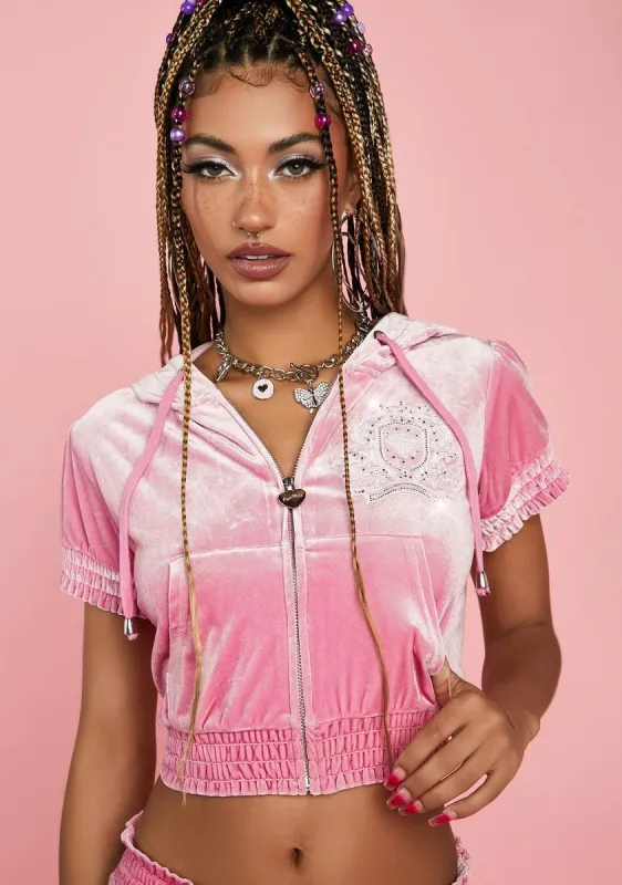 Late To Class Velour Hoodie sold by Dolls Kill