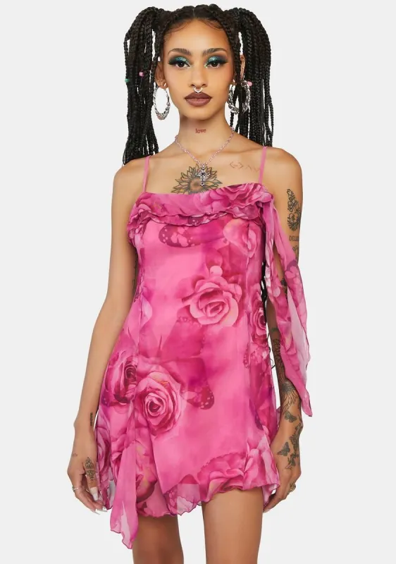 Chiffon Ruffle Mini Dress sold by Dolls Kill