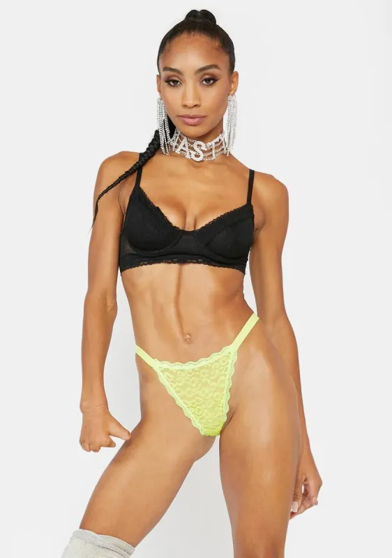 Chartreuse Savage Lover Mesh Thong sold by Dolls Kill
