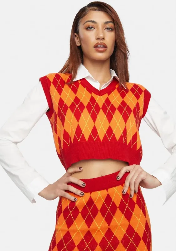 Sun Argyle Sweater Vest sold by Dolls Kill
