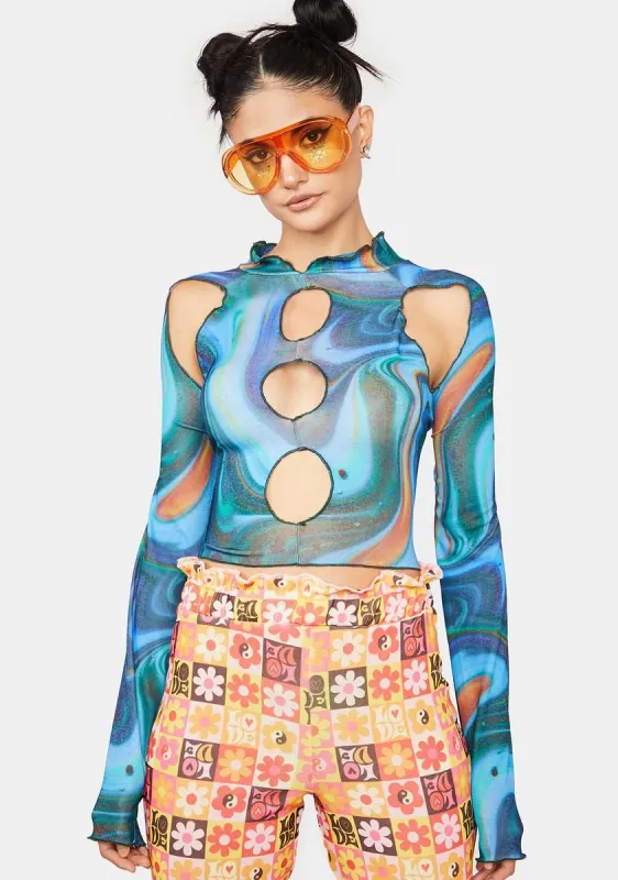 Swirl Print Cut Out Top sold by Dolls Kill