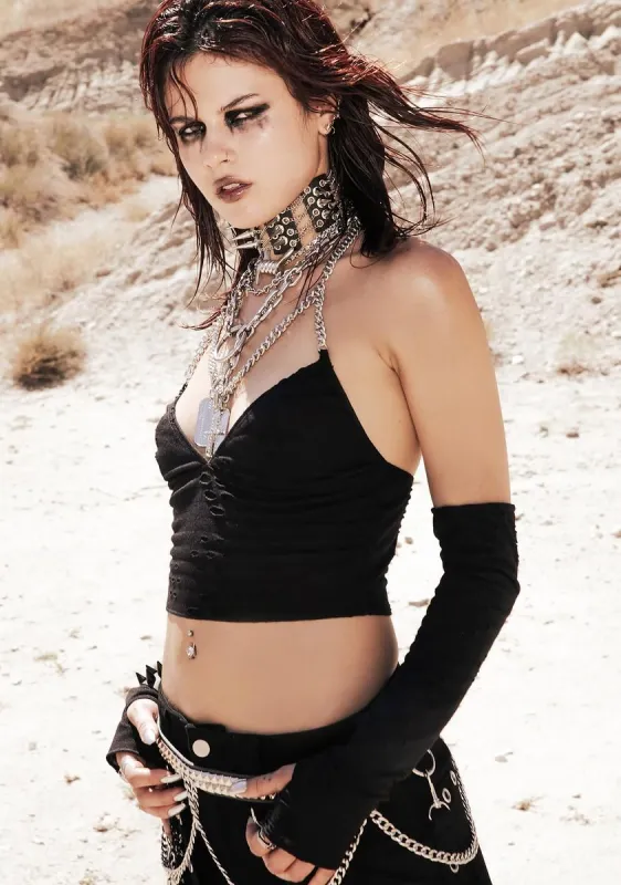 Friendly Flirt Halter Crop Top sold by Dolls Kill