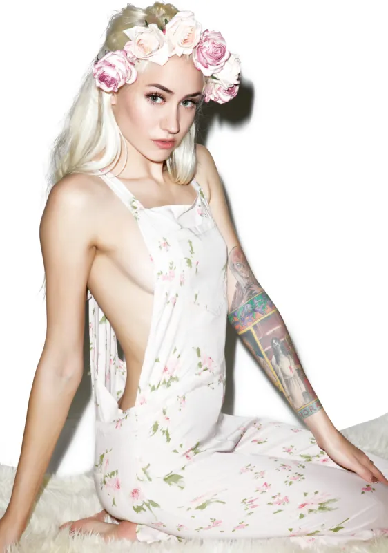 Pink Petals Long Overall Jumper sold by Dolls Kill