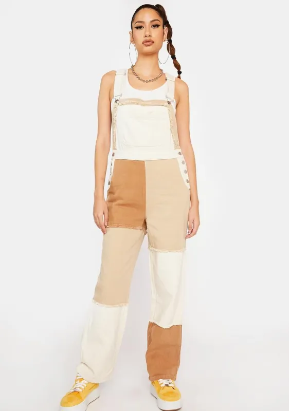 No Time Wasted Patchwork Overalls sold by Dolls Kill