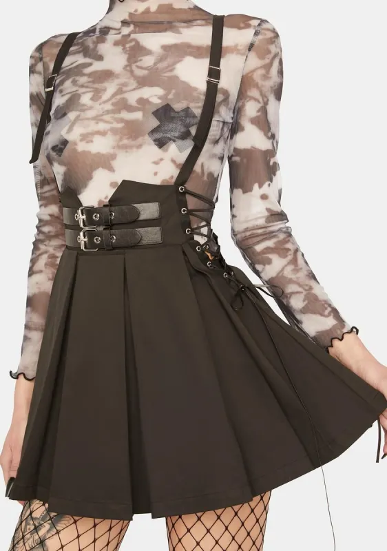 Side Rope Pleated Pinafore Dress sold by Dolls Kill