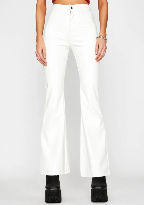 Purely Faux Leather Flare Pants sold by Dolls Kill
