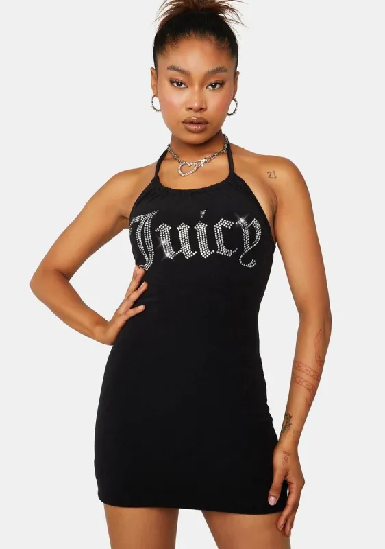 Black Big Bling Terry Halter Dress sold by Dolls Kill