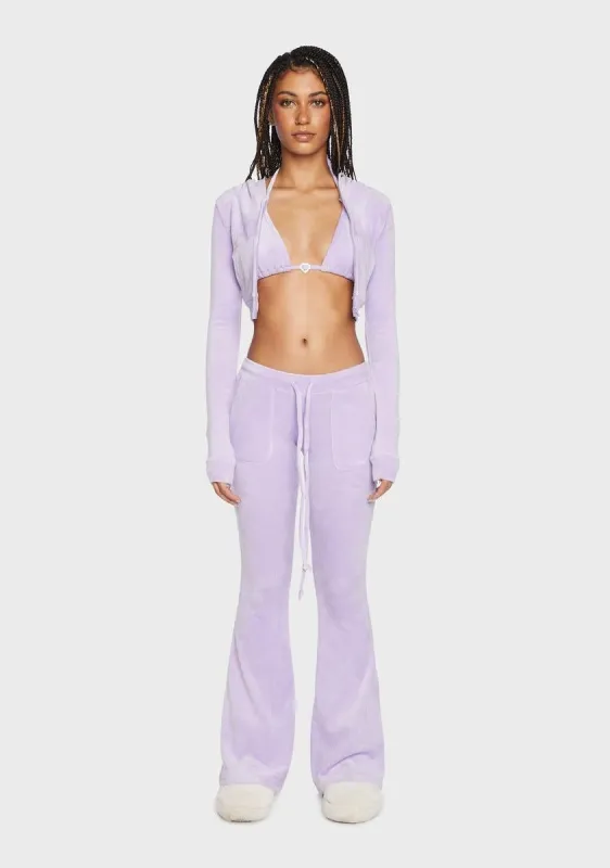 Lavender Get Stuff Done 3-Piece Velour Set sold by Dolls Kill