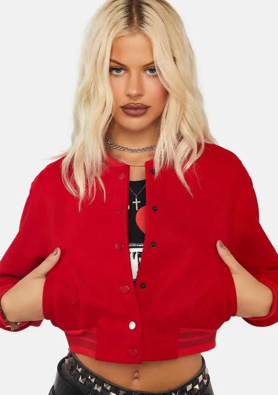 Davis Cropped Bomber Jacket sold by Dolls Kill
