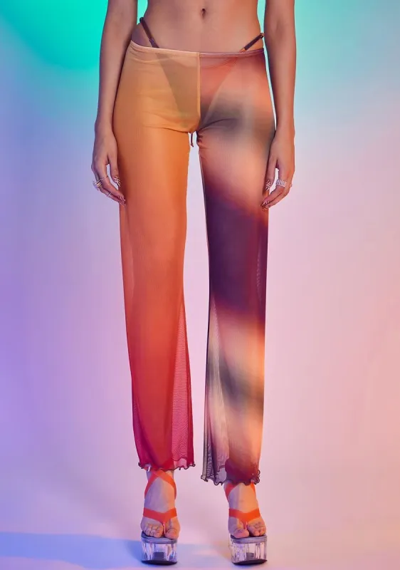 Ombre Mix Print Mesh Beach Trousers sold by Dolls Kill