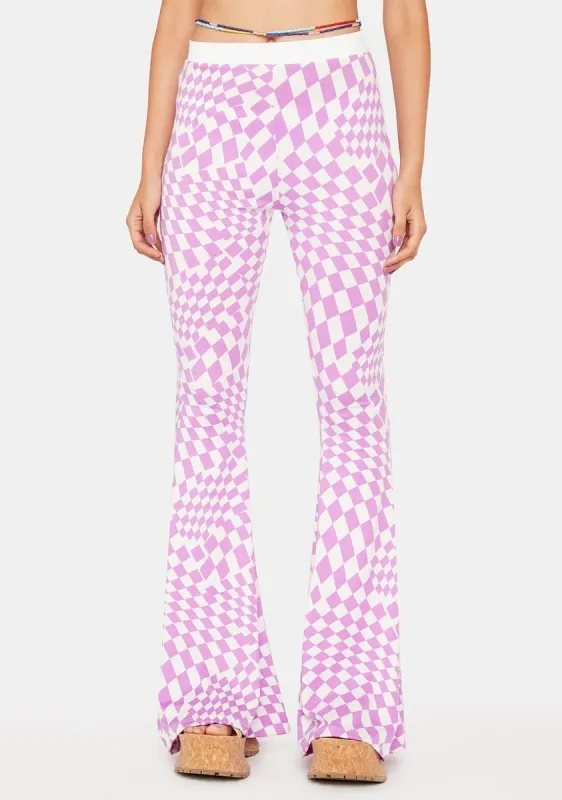 Lilac Beat You To It Flare Pants sold by Dolls Kill