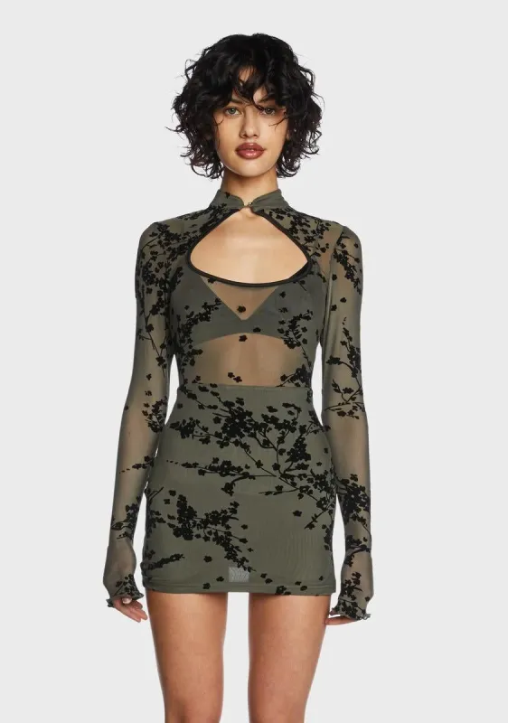 Olive Against Time Mini Dress sold by Dolls Kill
