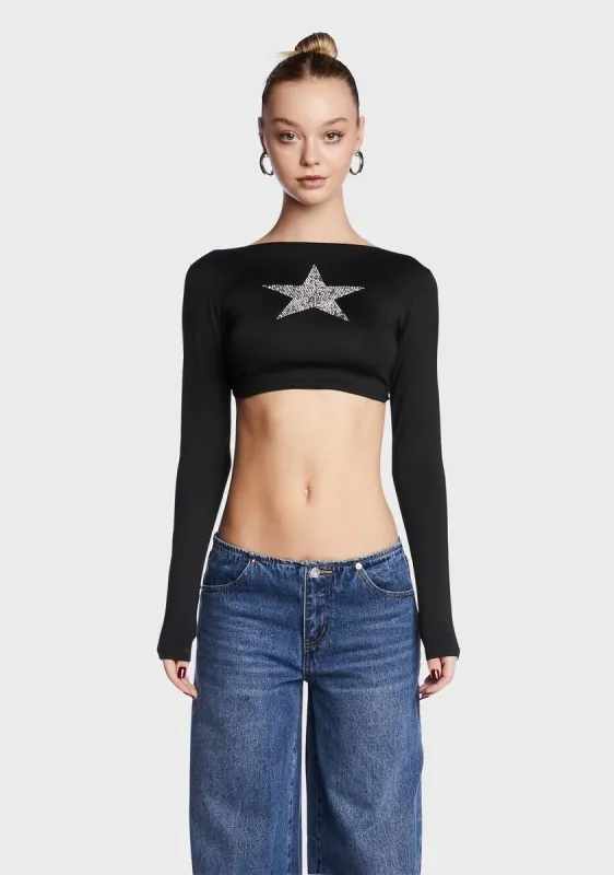 Starlight Open Back Rhinestone Crop Top sold by Dolls Kill