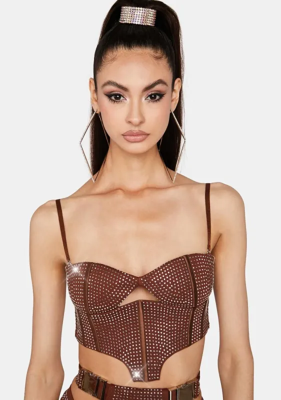 Brown Morph Rhinestone Bustier sold by Dolls Kill