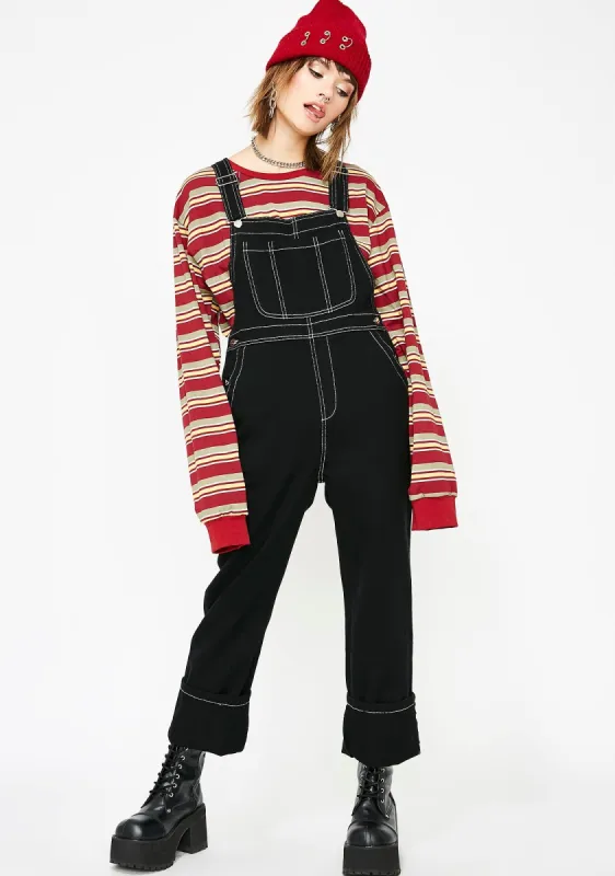 Midnight The Homie Baggy Overalls sold by Dolls Kill
