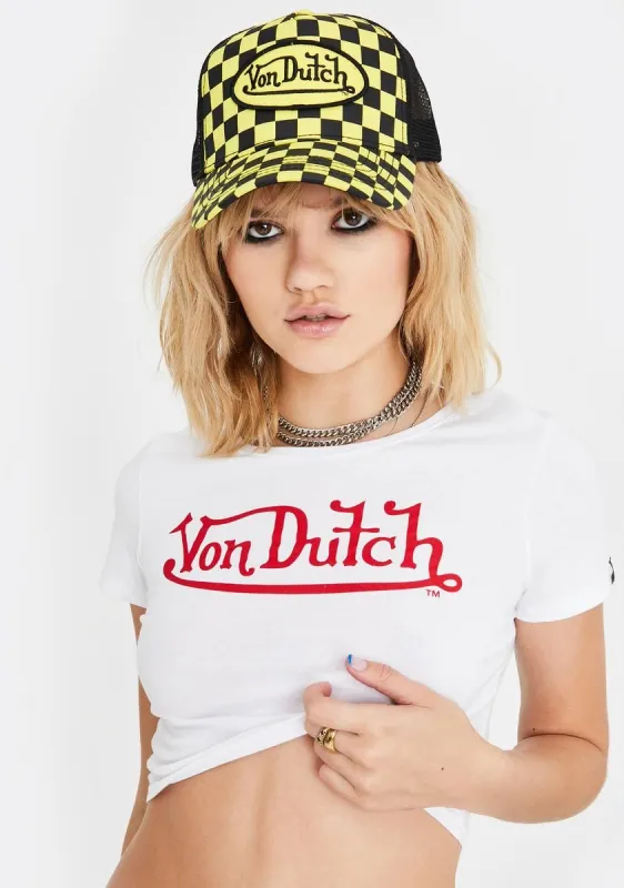 White N Red Von Dutch Crop Tee made by Von Dutch