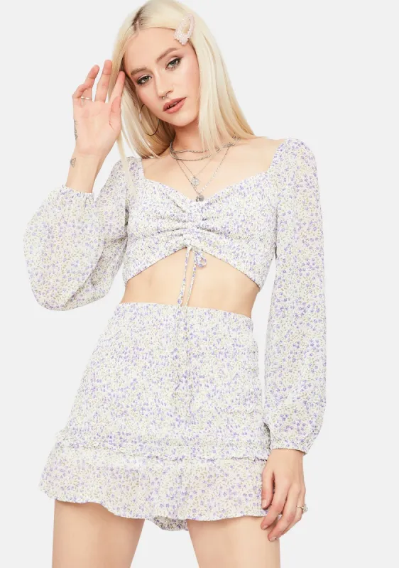 True To My Heart Floral Crop Top & Skirt Set sold by Dolls Kill