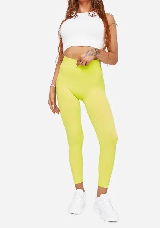 Lime Pick The Pace High Waist Leggings sold by Dolls Kill