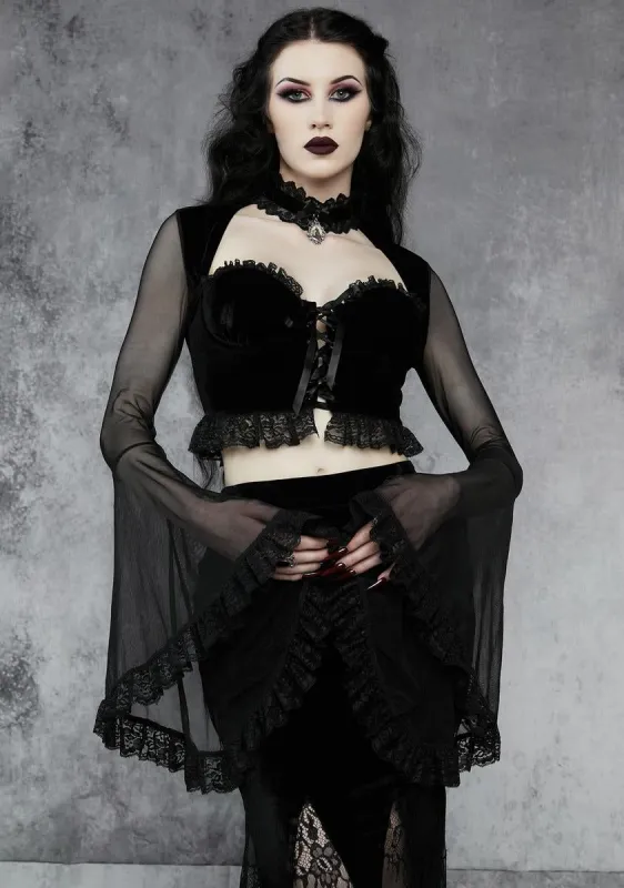 Private Misery Velvet Crop Top sold by Dolls Kill