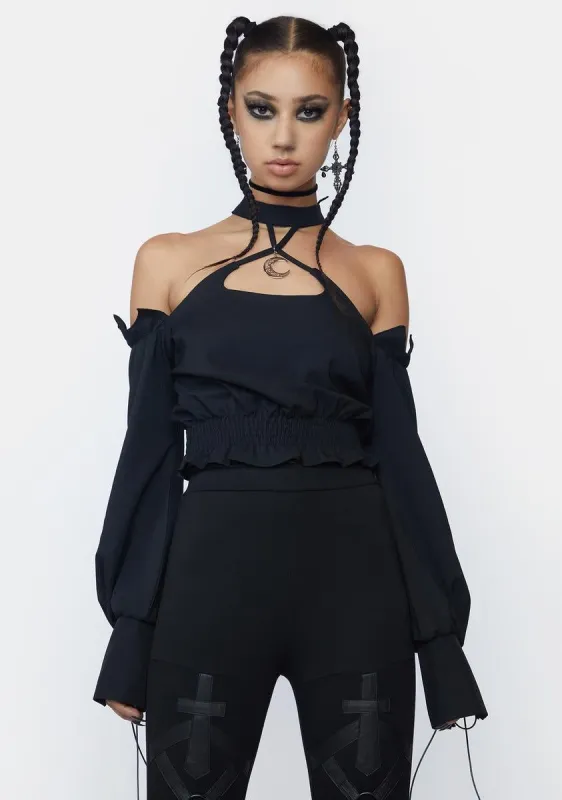 Moon Collar Long Sleeve Crop Top sold by Dolls Kill