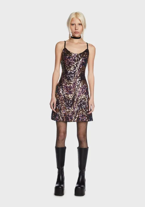 Multi Sequin Mini Dress sold by Dolls Kill