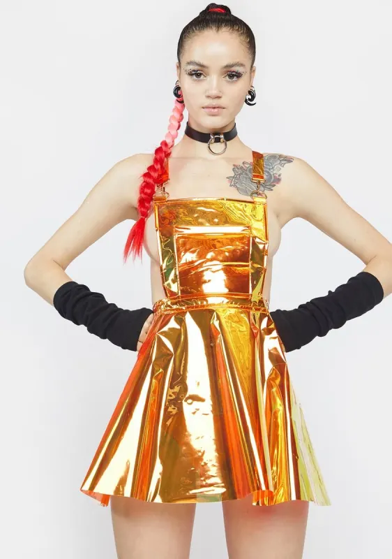 Flame Gurl Hologram Overall Dress sold by Dolls Kill