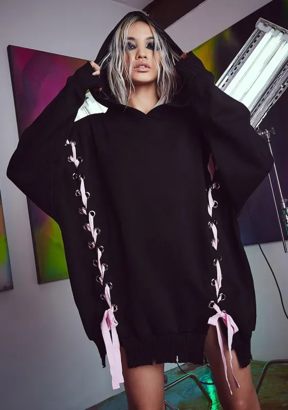 Dark Hearts N Hellions Lace Up Hoodie sold by Dolls Kill