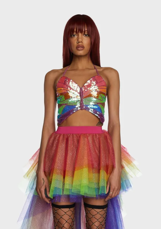 Rainbow Playa Dreamin' Butterfly Top sold by Dolls Kill