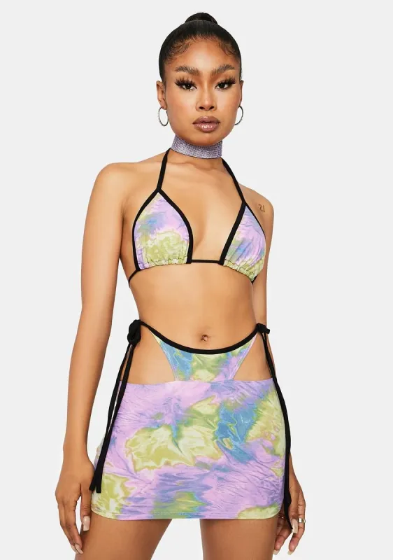 Sherbet Top The Charts Tie Dye Skirt Set sold by Dolls Kill