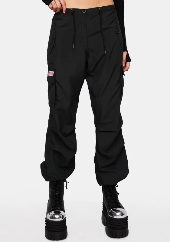 Black Silky Hipster Pants sold by Dolls Kill