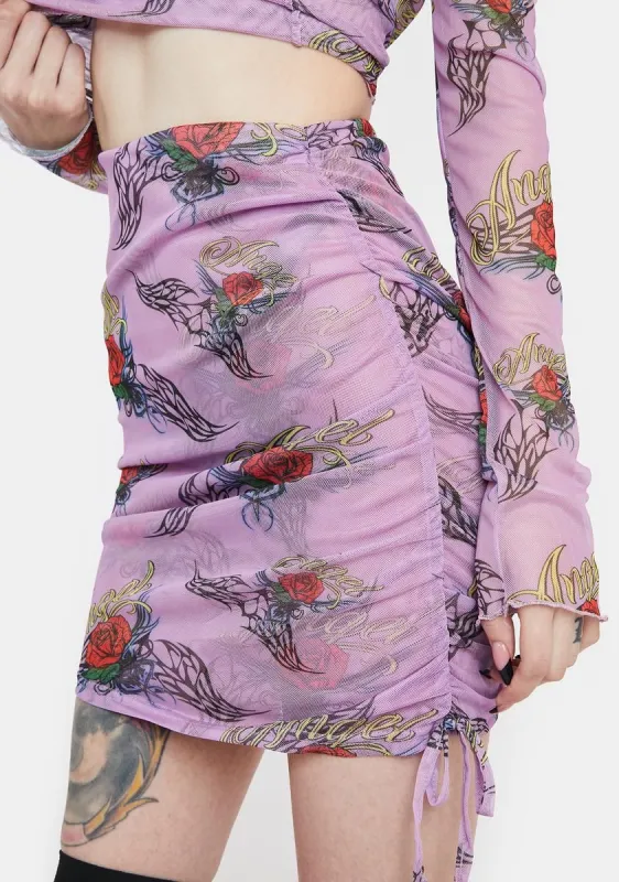 Angel Rose Ruched Mini Skirt sold by Dolls Kill