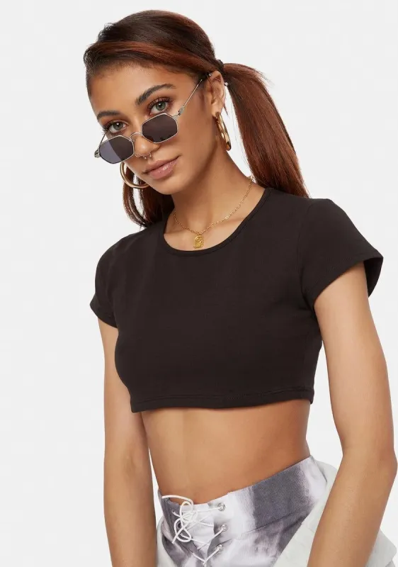 Take Things Slow Scoop Neck Crop Tee sold by Dolls Kill