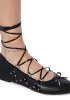 Violetta Lace-Up Ballet Flat Shoes - Black sold by Dolls Kill