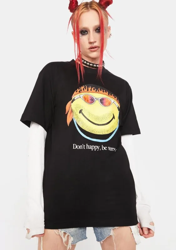x Smiley Don't Happy Be Worry Tee sold by Dolls Kill